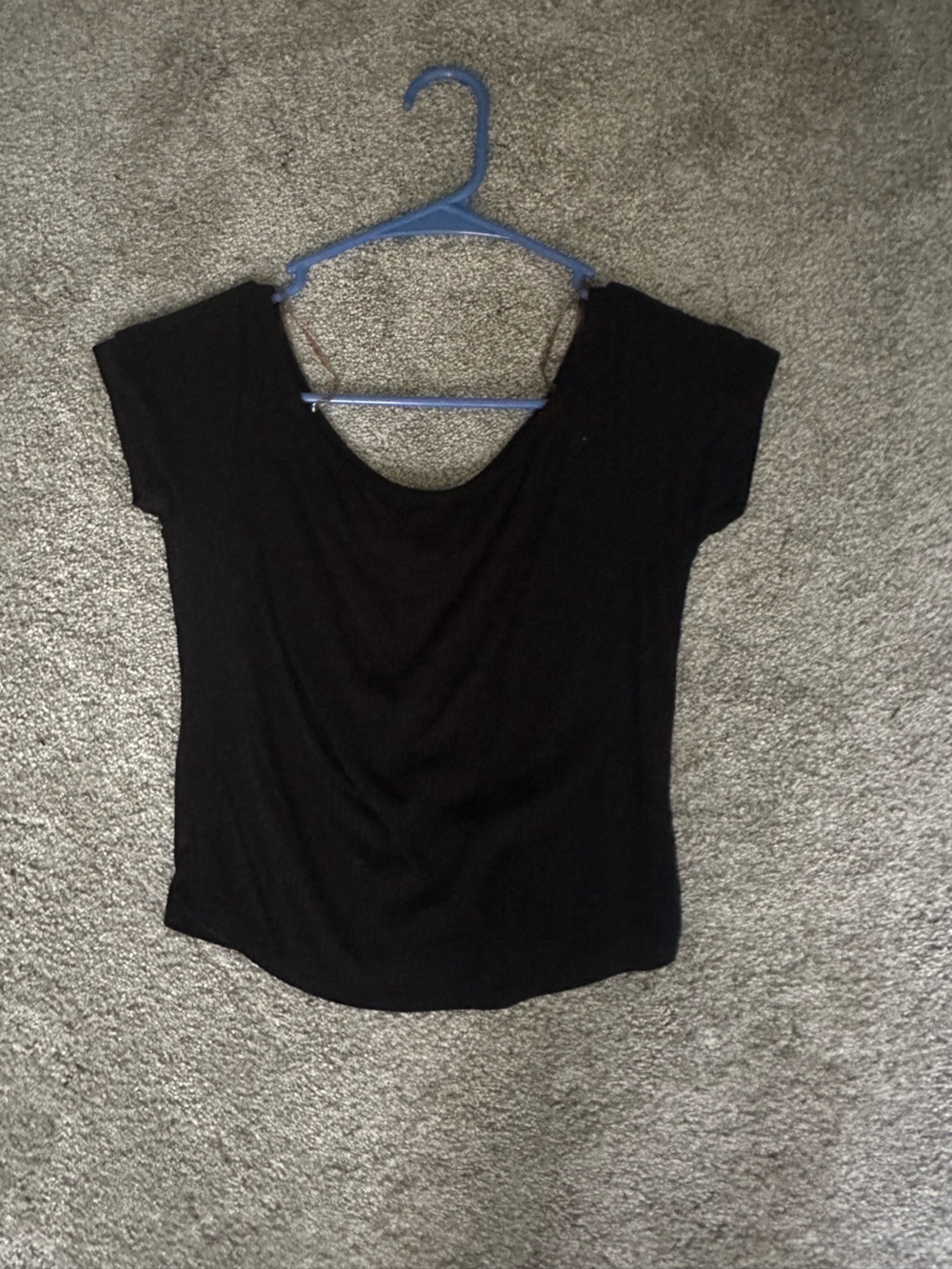 Bozzolo Black Short Sleeve Cropped Scoop Neck Top
